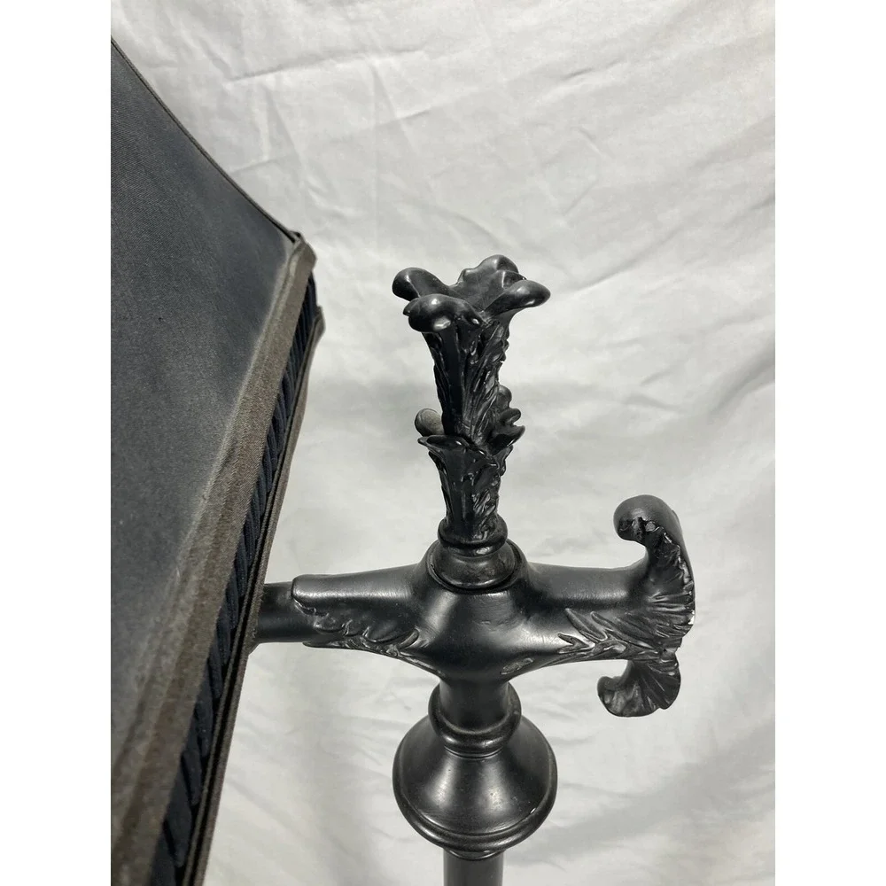 Vintage Bridge Arm Victorian Side Table Night Stand Lamp With Square Black Shade